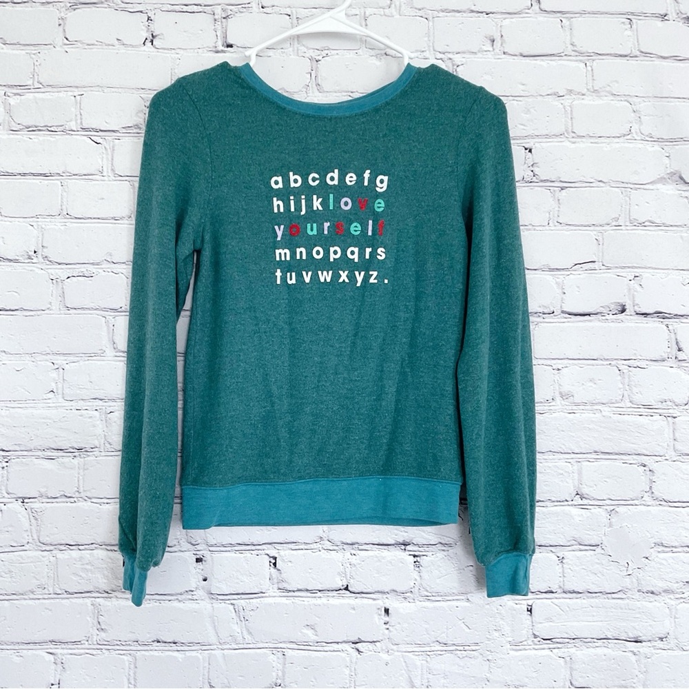 New Wildfox Kids ABC sweater girls love yourself size medium 7/8